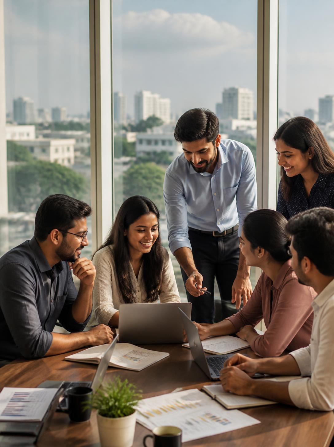 Synergy Keystone staffing consultants discussing manpower and hiring plans in Chennai